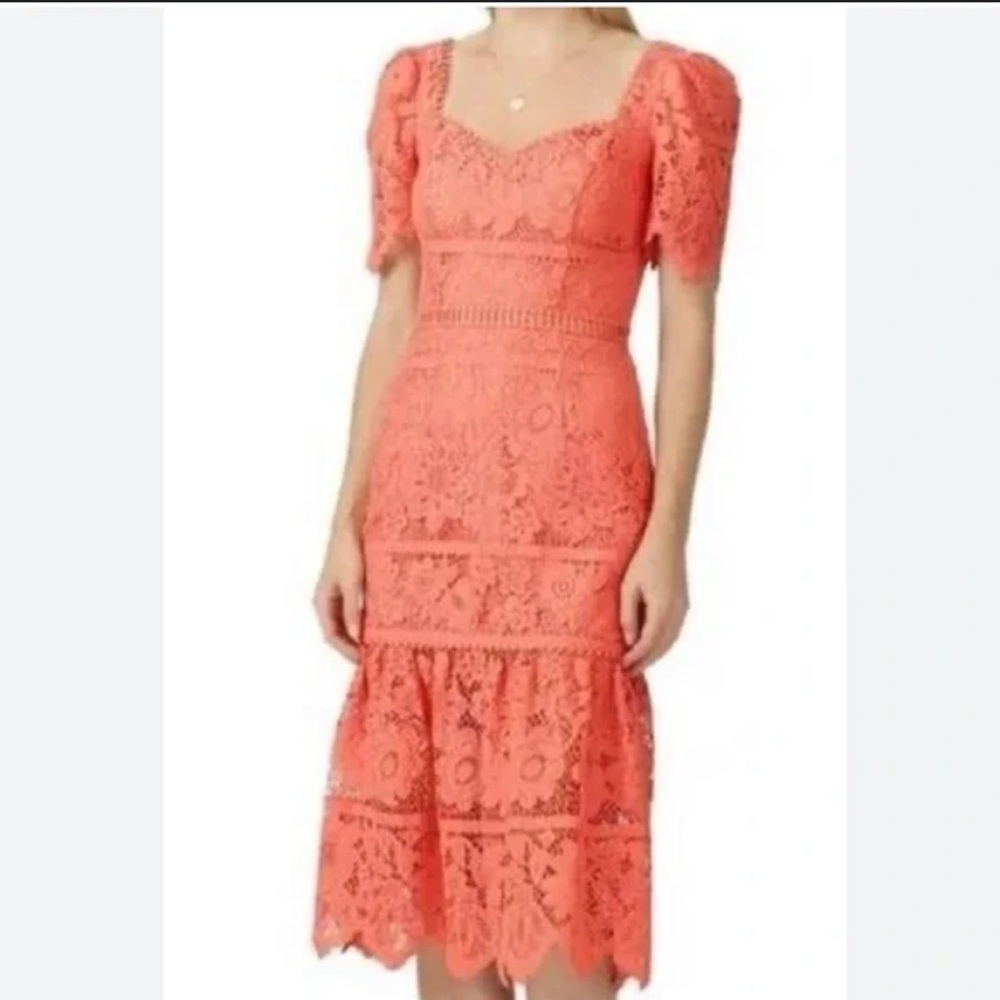 SAYLOR Louisa‎ pink lace midi dress